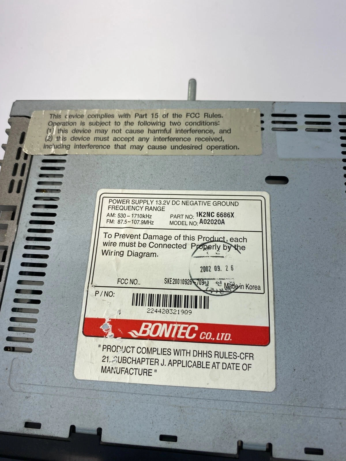 2002-2004 KIA SPECTRA AM FM RADIO CD PLAYER RECEIVER 1K2NC6686X OEM