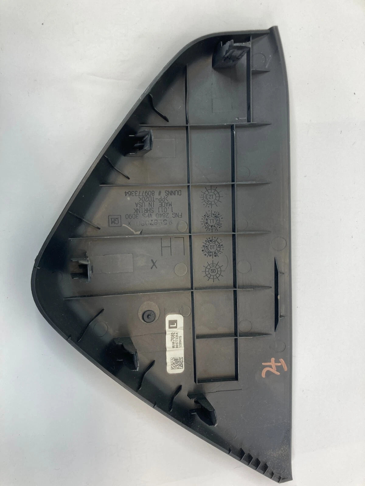2011-2016 CHEVROLET CRUZE COVER DASH LEFT DRIVER END CAP COVER TRIM 95987080