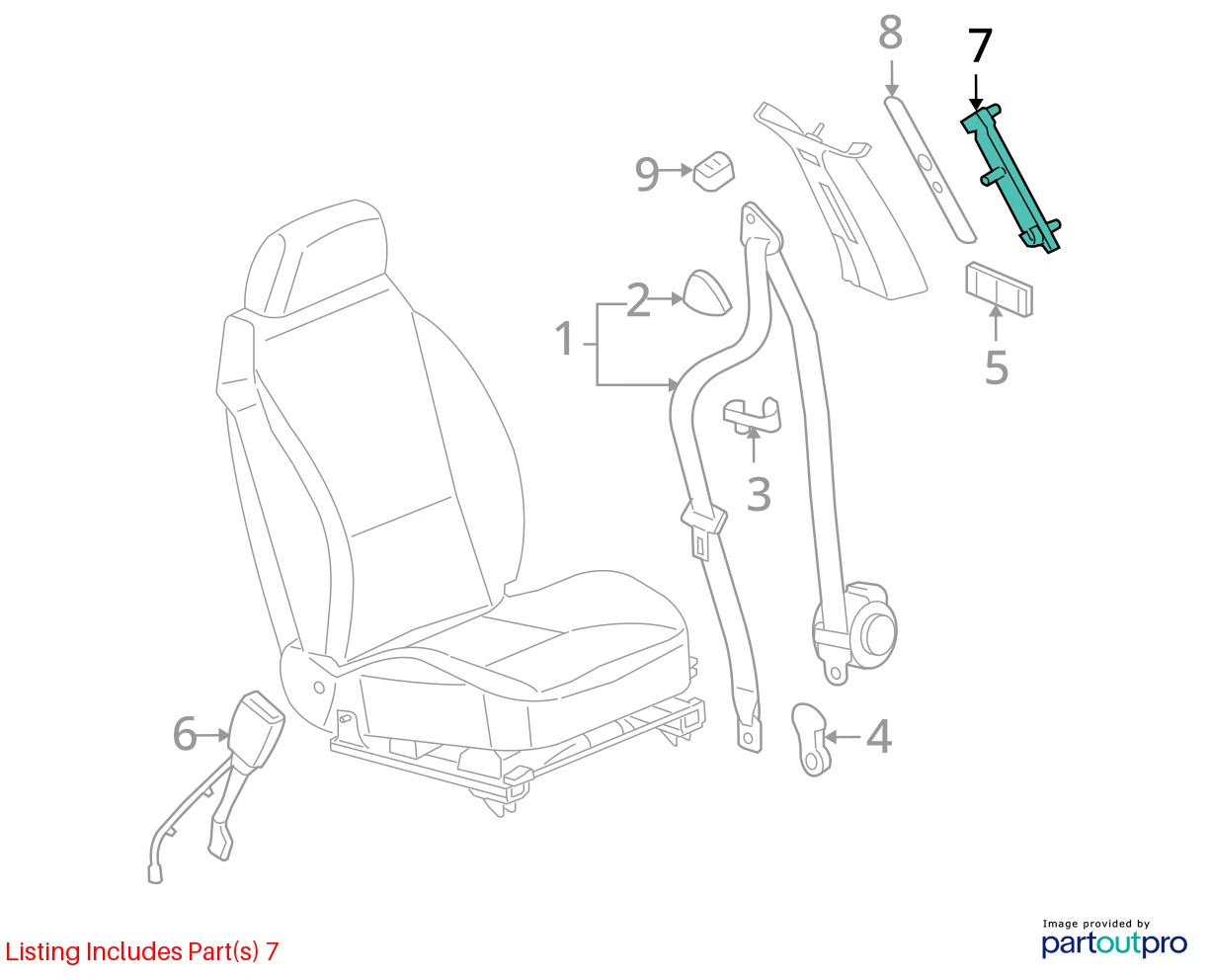 05-10 PONTIAC G6 FRONT RIGHT PASSENGER SIDE SEAT BELT HEIGHT ADJUSTER 22704418