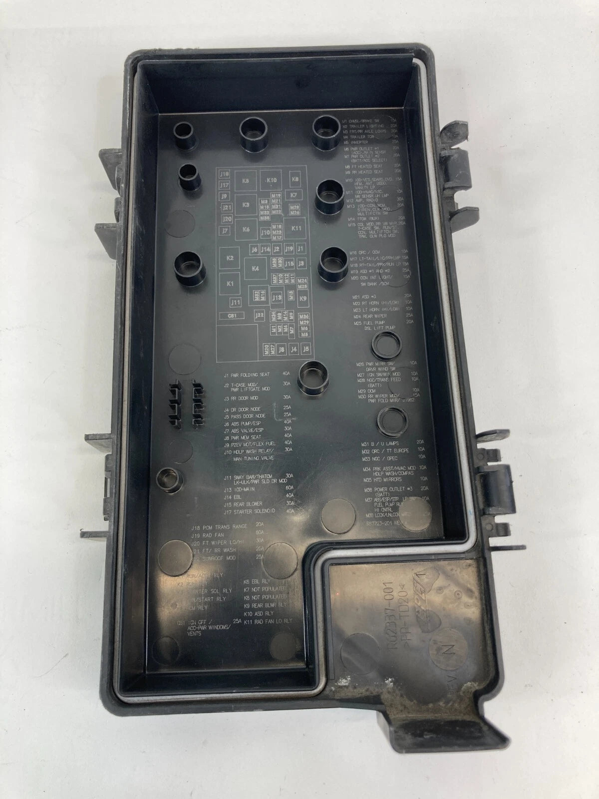 2008 2009 2010 DODGE GRAND CARAVAN ENGINE RELAY FUSE BOX COVER LID TOP OEM