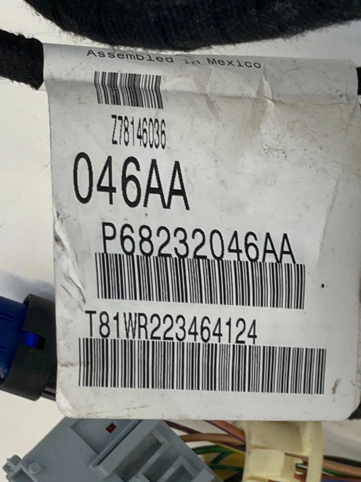 2013-2016 Dodge Dart Rear Left Side Door Wire Wiring Harness 68232046AA OEM