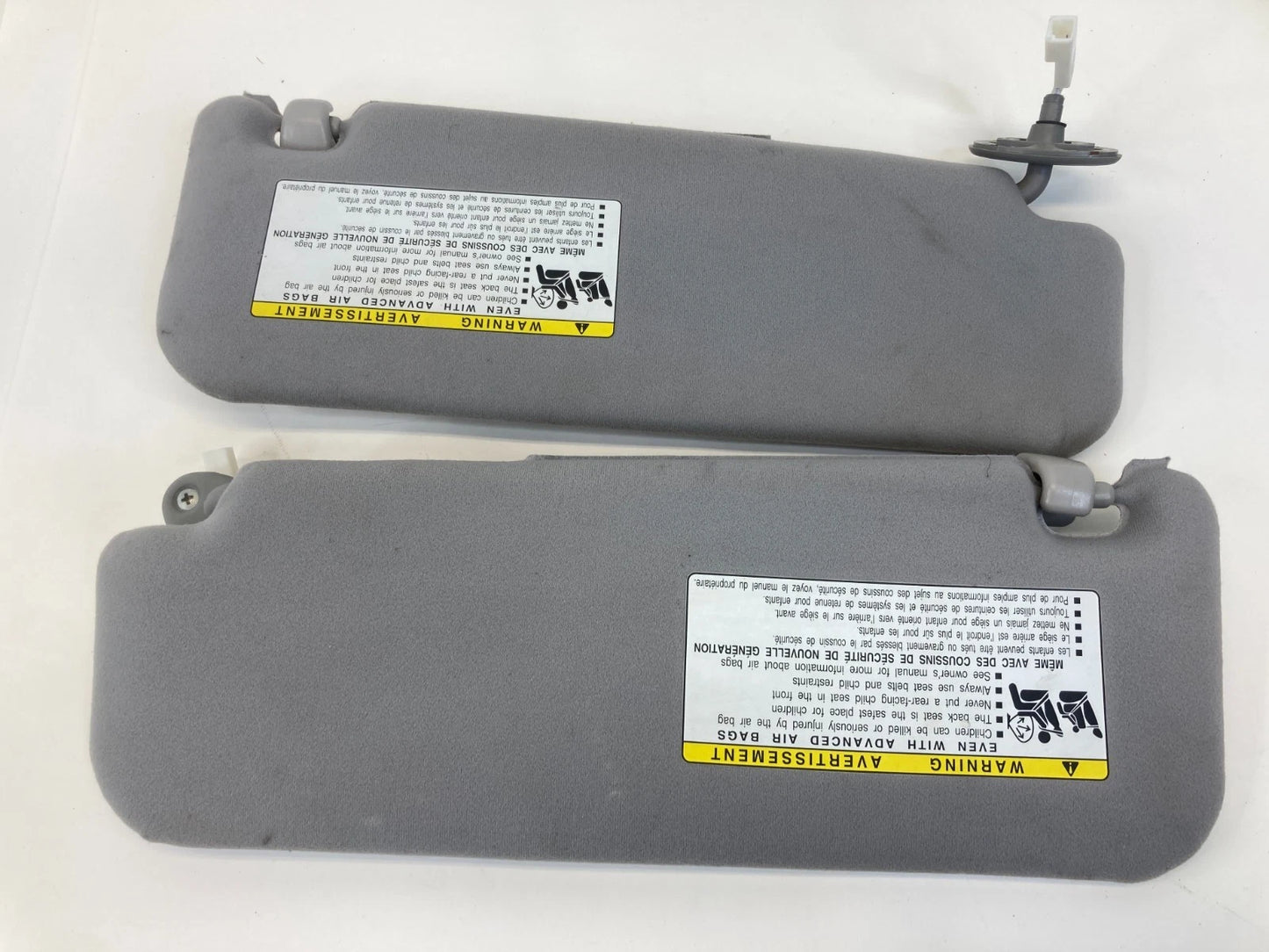 2006-2009 TOYOTA PRIUS SUN VISOR PAIR SET DRIVER PASSENGER GRAY W/ MIRROR OEM