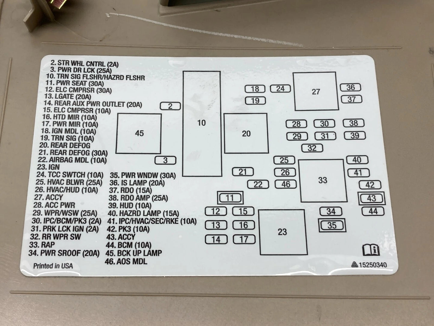2002-2007 BUICK RENDEZVOUS DASH RIGHT SIDE FUSE BOX PANEL COVER TRIM 10429958
