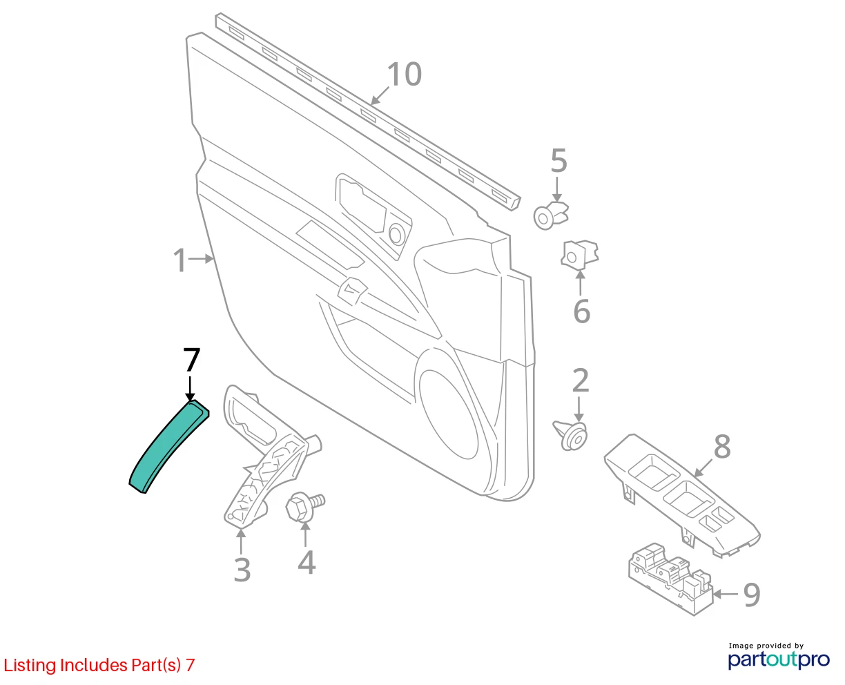 2008-2013 NISSAN ROGUE FRONT RIGHT SIDE DOOR PULL HANDLE CAP 80944-JM00B OEM