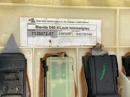 09 10 BMW 535i xDrive Overhead Headliner Trim Panel Sunroof Switch 712507207 OEM