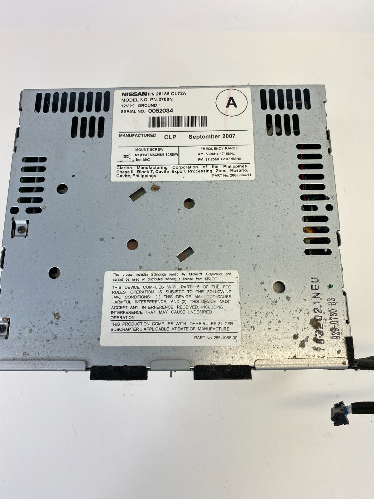 2007 2008 Infiniti FX35 AM/FM Radio Stereo Player 28185-CL72A OEM