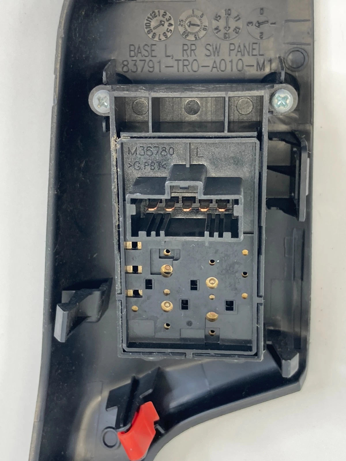 12-15 HONDA CIVIC REAR LEFT DOOR WINDOW SWITCH W/ TRIM BEZEL 83791TR0A010M1 OEM