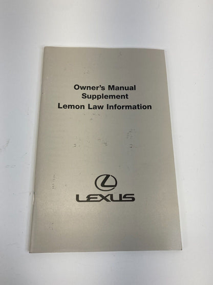 2002 02 Lexus ES300 ES 300 Owner's Manual Supplement Set w/ Case Set OEM