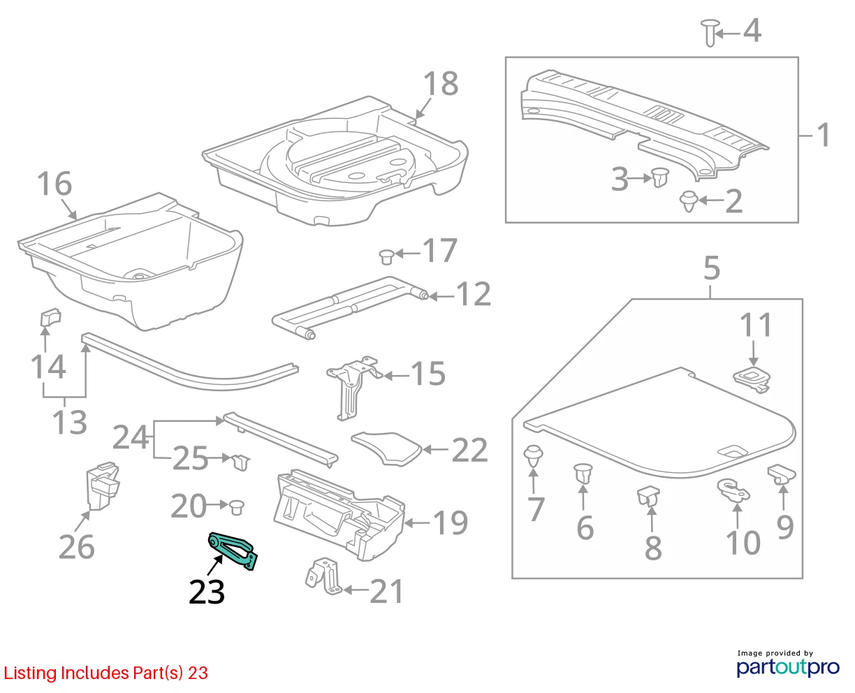 2010-2012 CADILLAC SRX INTERIOR REAR TRUNK LOAD FLOOR COMPARTMENT COVER HINGE