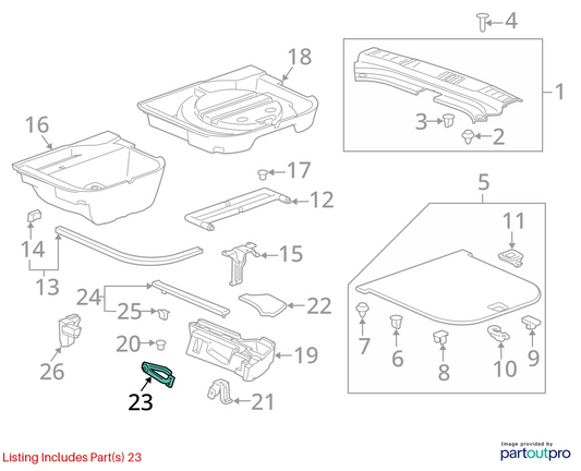 10-16 CADILLAC SRX REAR TRUNK LOAD FLOOR COVER SUPPORT HINGE ARM 20907215 OEM