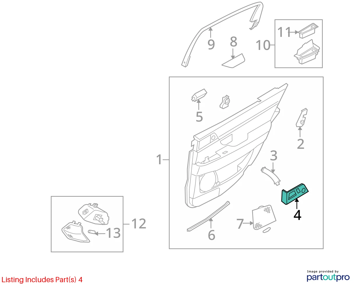 04-06 KIA AMANTI REAR RIGHT PASSENGER DOOR TWEETER TRIM COVER GRILL 83342-3F000