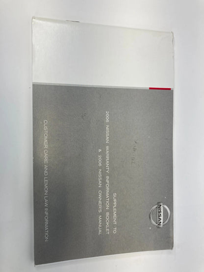 2006 NISSAN ALTIMA OWNERS MANUAL INFORMATION GUIDE MAINTENANCE BOOK SET W/ CASE