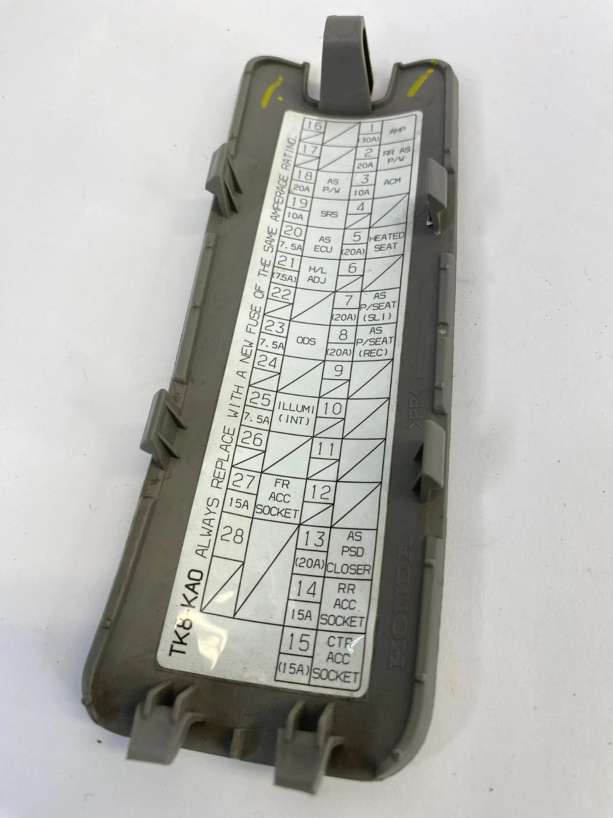 2011-2017 HONDA ODYSSEY INTERIOR LOWER DASH FUSE BOX ACCESS LID COVER 83113-TK8
