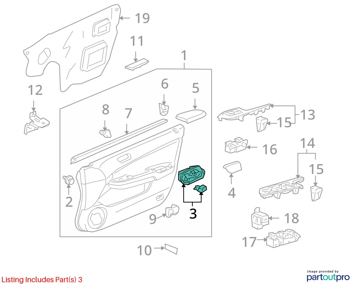 2003-2007 HONDA ACCORD SEDAN REAR RIGHT INTERIOR INNER DOOR HANDLE K20-25317 OEM