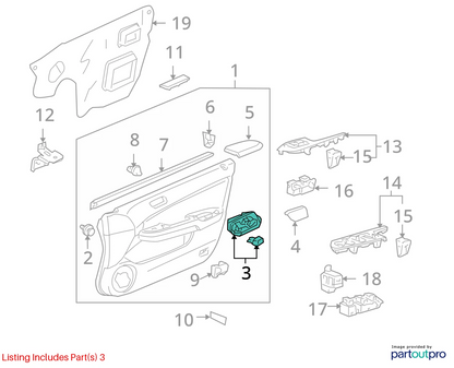 2003-2007 HONDA ACCORD SEDAN REAR RIGHT INTERIOR INNER DOOR HANDLE K20-25317 OEM