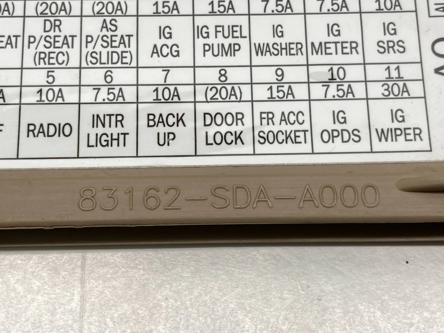 03 04 05 06 07 HONDA ACCORD DASH LOWER FUSE BOX DOOR TRIM PANEL 83162-SDA-A000