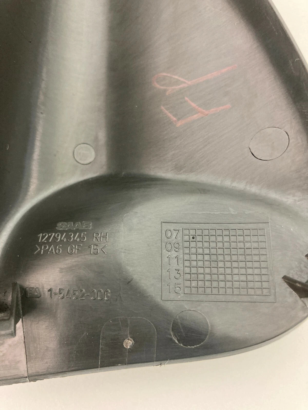 03-11 SAAB 9-3 RIGHT PASSENGER DOOR MIRROR INTERIOR CORNER TRIM COVER 12794345