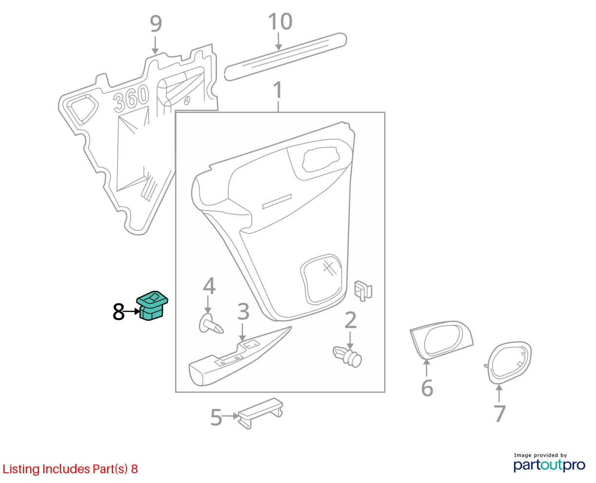 2005-2008 SAAB 9-7X REAR LEFT SIDE WINDOW SWITCH CONTROL BUTTON 15937175 OEM