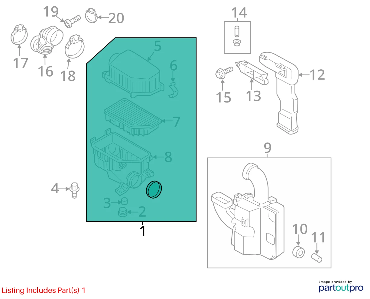 12-14 HYUNDAI ACCENT AIR CLEANER FILTER BOX UPPER HOUSING COVER 28110-1R100 OEM