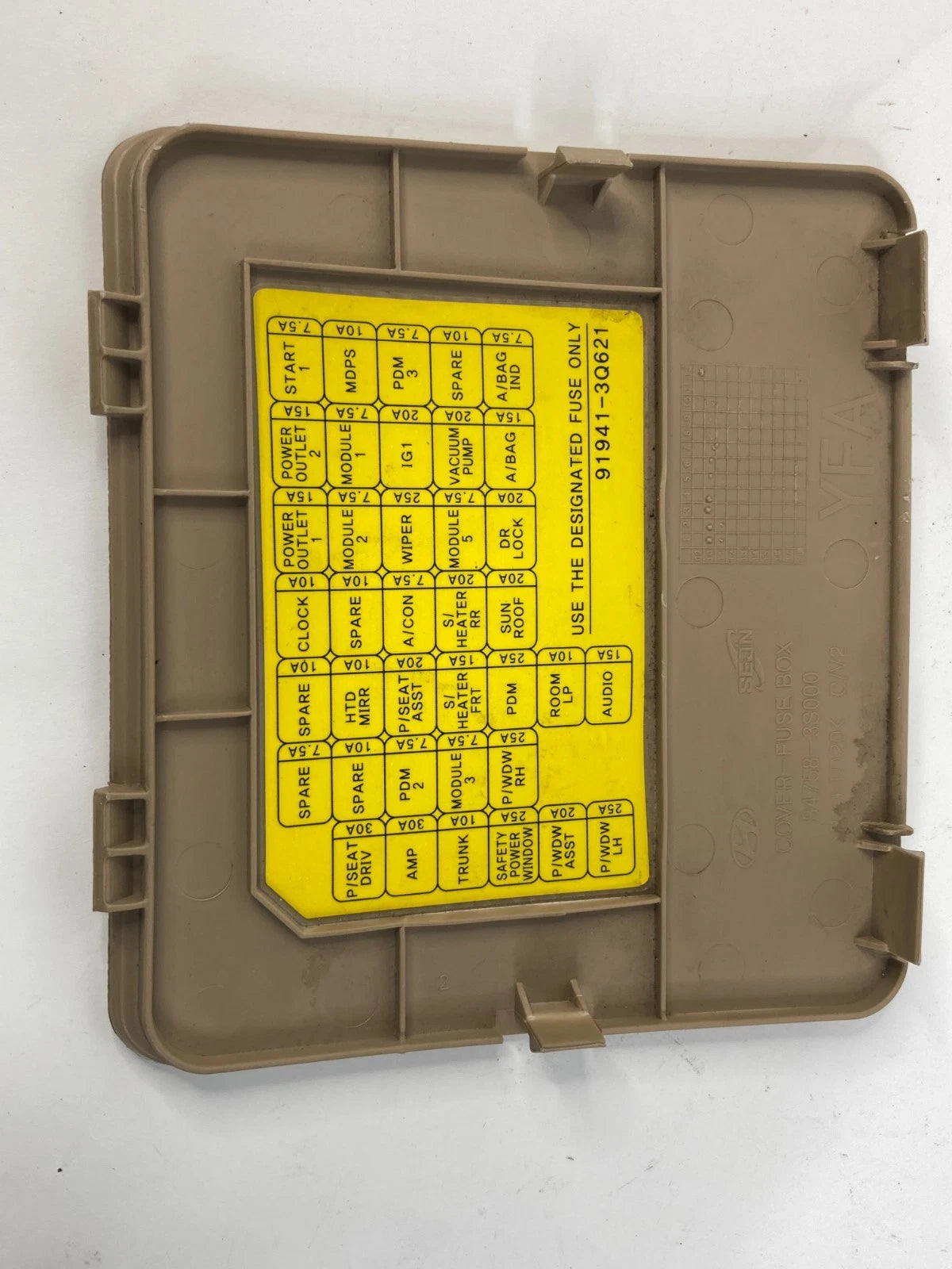2011-2015 HYUNDAI SONATA LOWER DASH FUSE BOX TRIM COVER LID TAN 84758-3S000 OEM