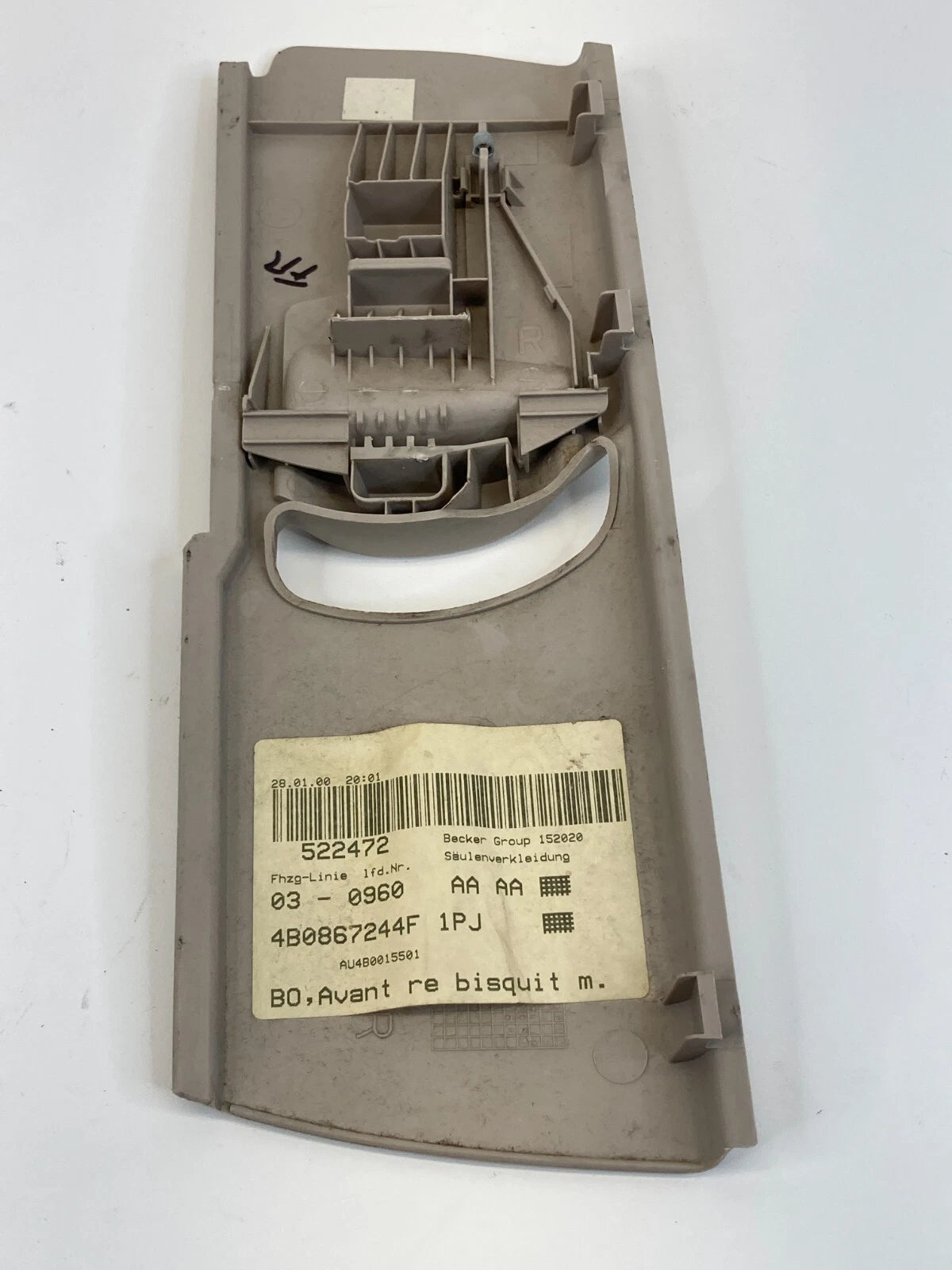 00 01 AUDI A6 QUATTRO FRONT RIGHT UPPER B PILLAR CENTER COVER TRIM 4B0867244F