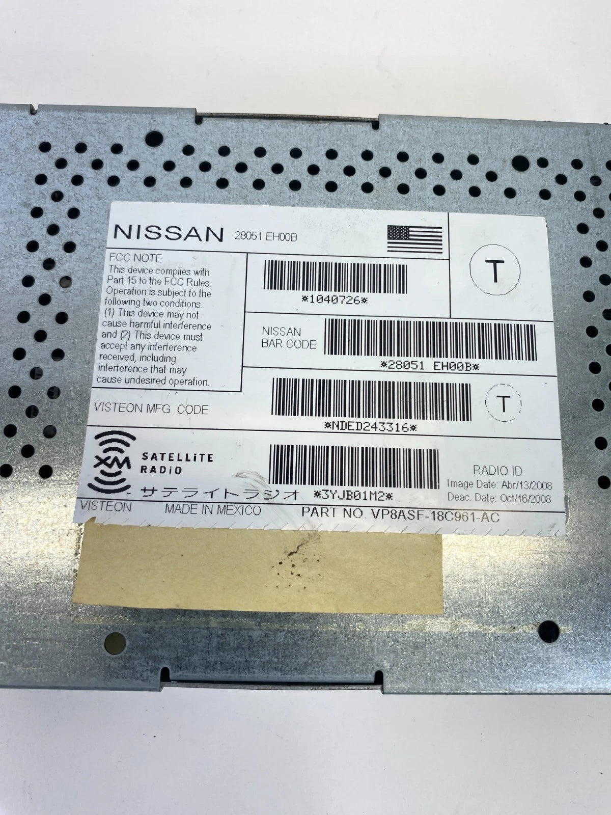 2005-2008 INFINITI G35 FX45 RADIO RECEIVER SATELLITE MODULE UNIT 28051-EH00B OEM