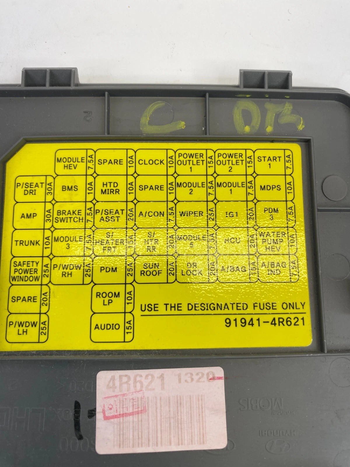 2011-2015 HYUNDAI SONATA DASHBOARD FUSE BOX LID COVER GRAY OEM