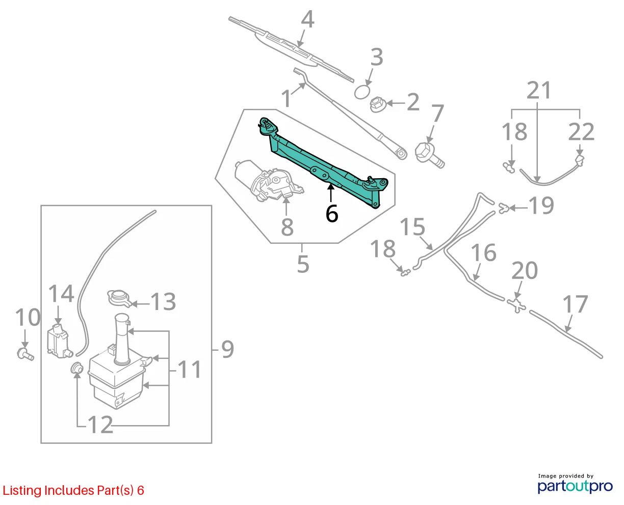 2004-2009 KIA SPECTRA FRONT WINDSHIELD WIPER MOTOR UNIT OEM FACTORY 98110-2F000