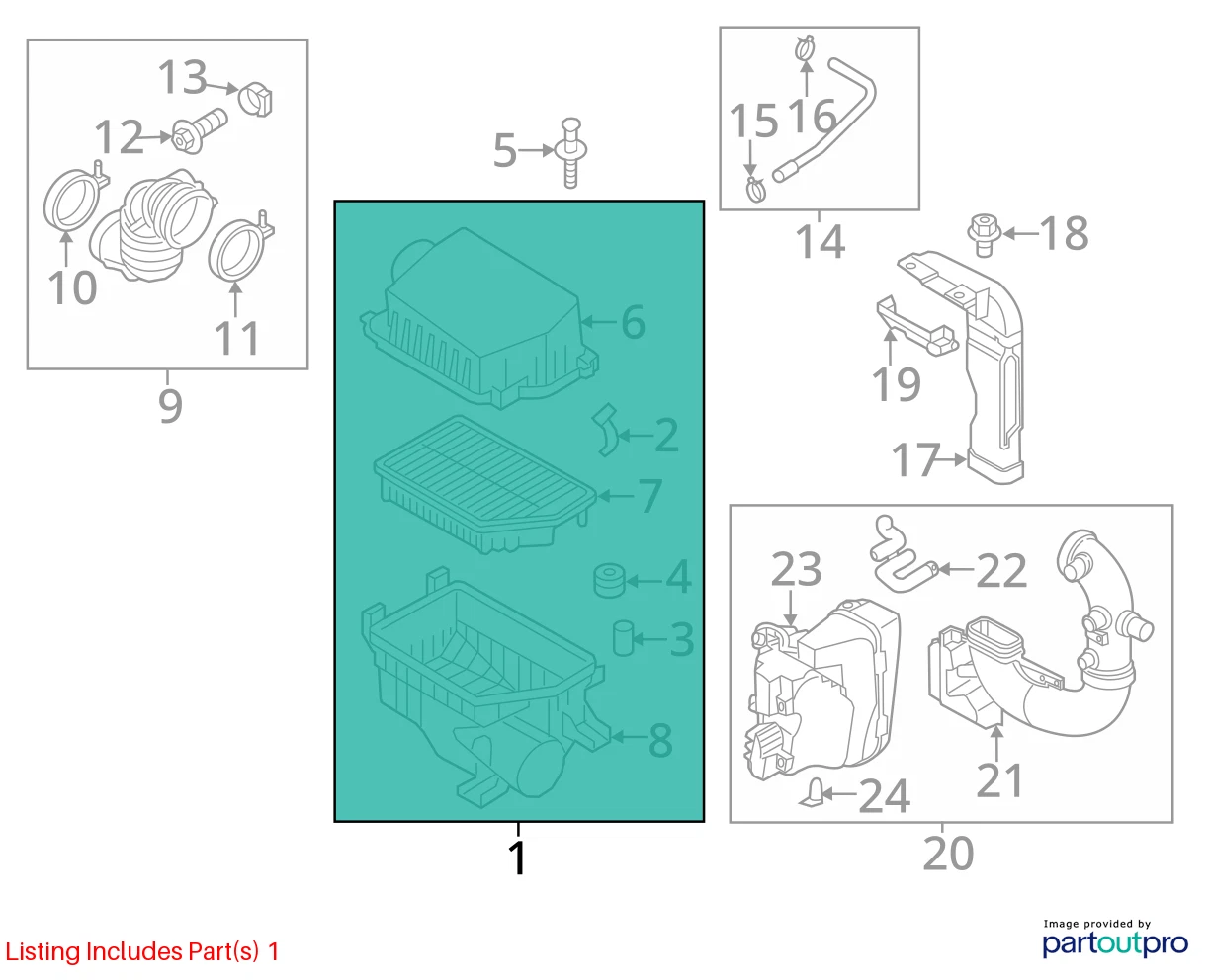 2012-2017 KIA RIO 1.6L AIR INTAKE CLEANER BOX FILTER HOUSING ASSY OEM 281101W170