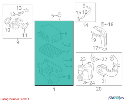 2012-2017 KIA RIO 1.6L AIR INTAKE CLEANER BOX FILTER HOUSING ASSY OEM 281101W170