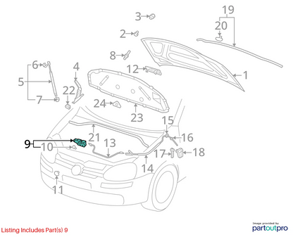 2005-2010 VOLKSWAGEN PASSAT FRONT HOOD LOCK LATCH RELEASE ACTUATOR 1K1823509E
