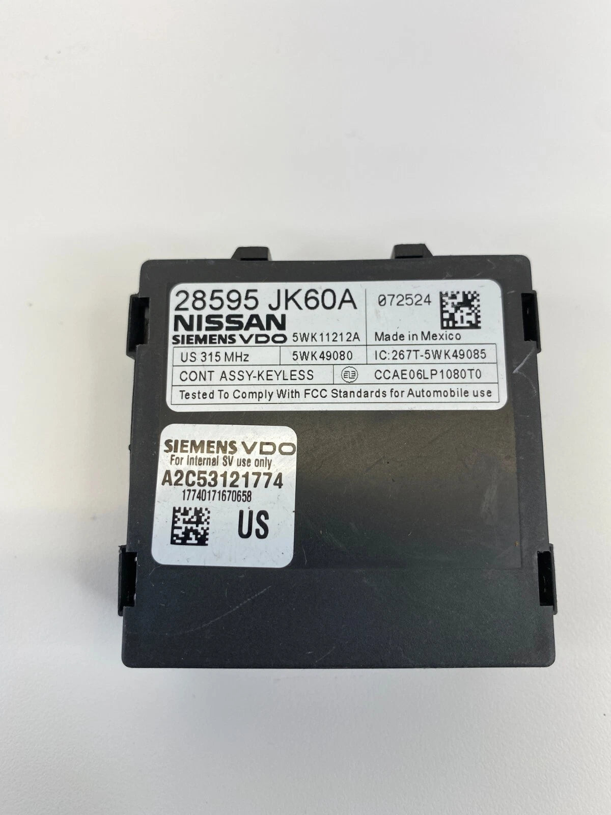 07 08 INFINITI G35 08-13 G37 ANTI THEFT KEYLESS CONTROL MODULE UNIT 28595-JK60A