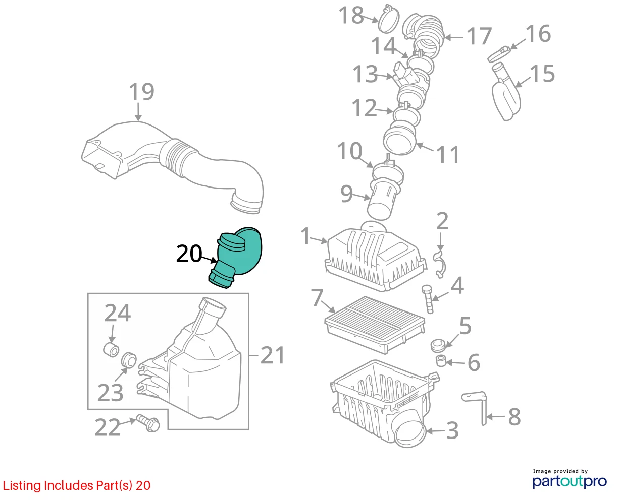 2005-2010 KIA SPORTAGE LX 2.0L L4 AIR INTAKE DUCT CONNECTOR HOSE 28211-2E100 OEM