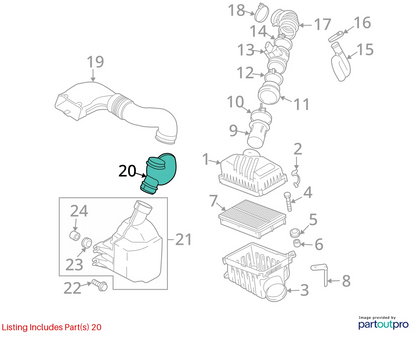2005-2010 KIA SPORTAGE LX 2.0L L4 AIR INTAKE DUCT CONNECTOR HOSE 28211-2E100 OEM