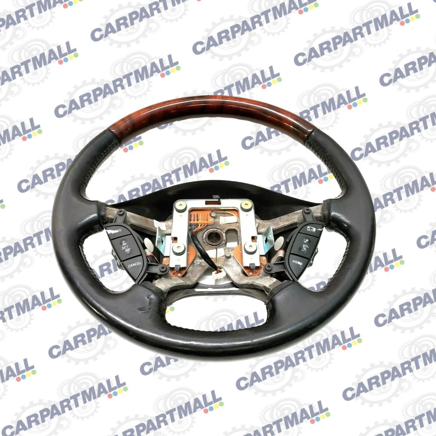 2003-2006 LINCOLN LS STEERING WHEEL LEATHER WOOD GRAIN W/ RADIO CONTROLS OEM