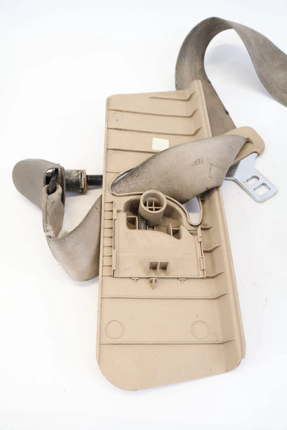 06-11 KIA RIO FRONT LEFT DRIVER SEAT BELT RETRACTOR WITH B-PILLAR TRIM BEIGE OEM