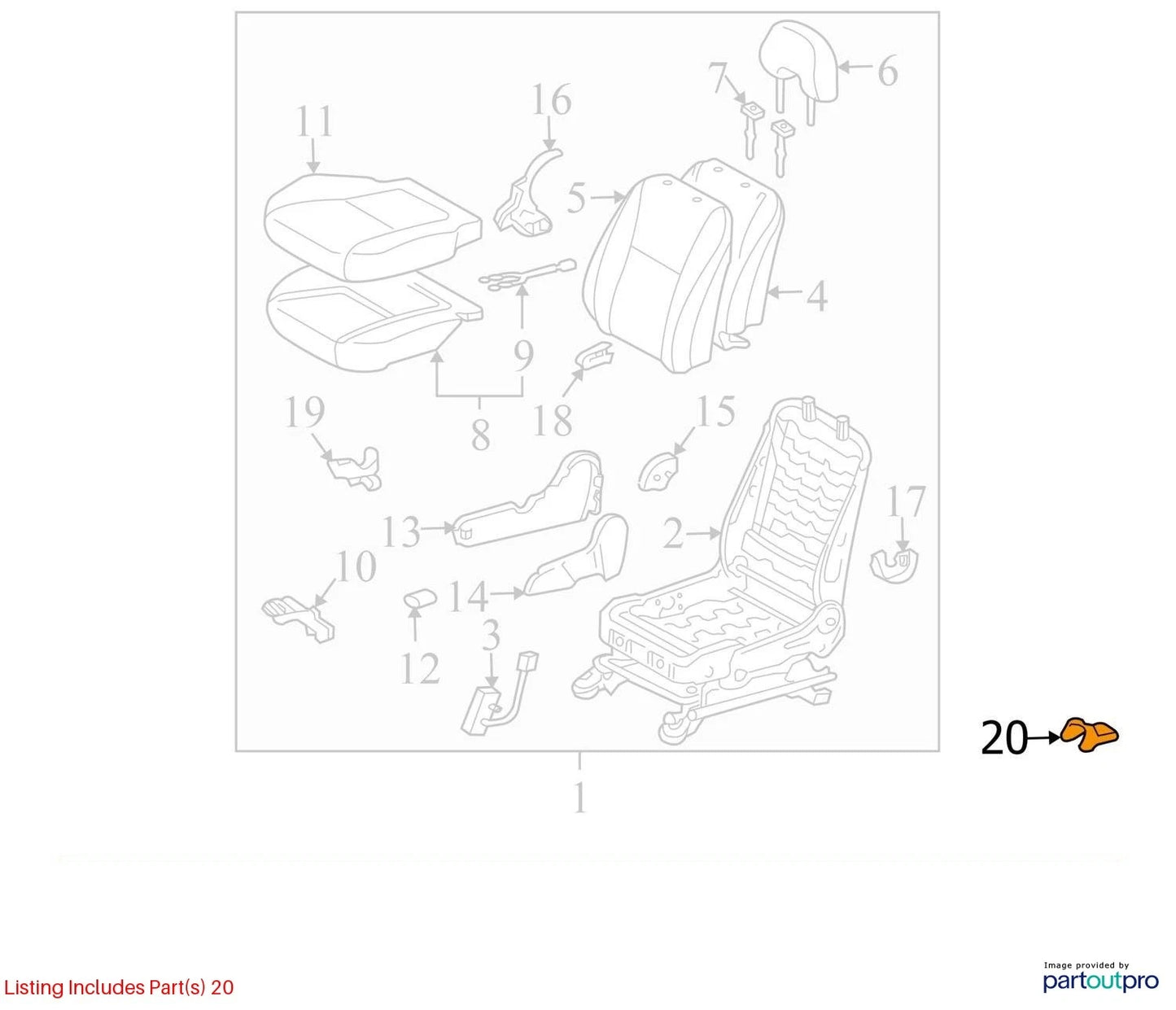 2004-2009 TOYOTA PRIUS FRONT RIGHT SEAT TRACK END COVER END CAP TRIM 72157-47030
