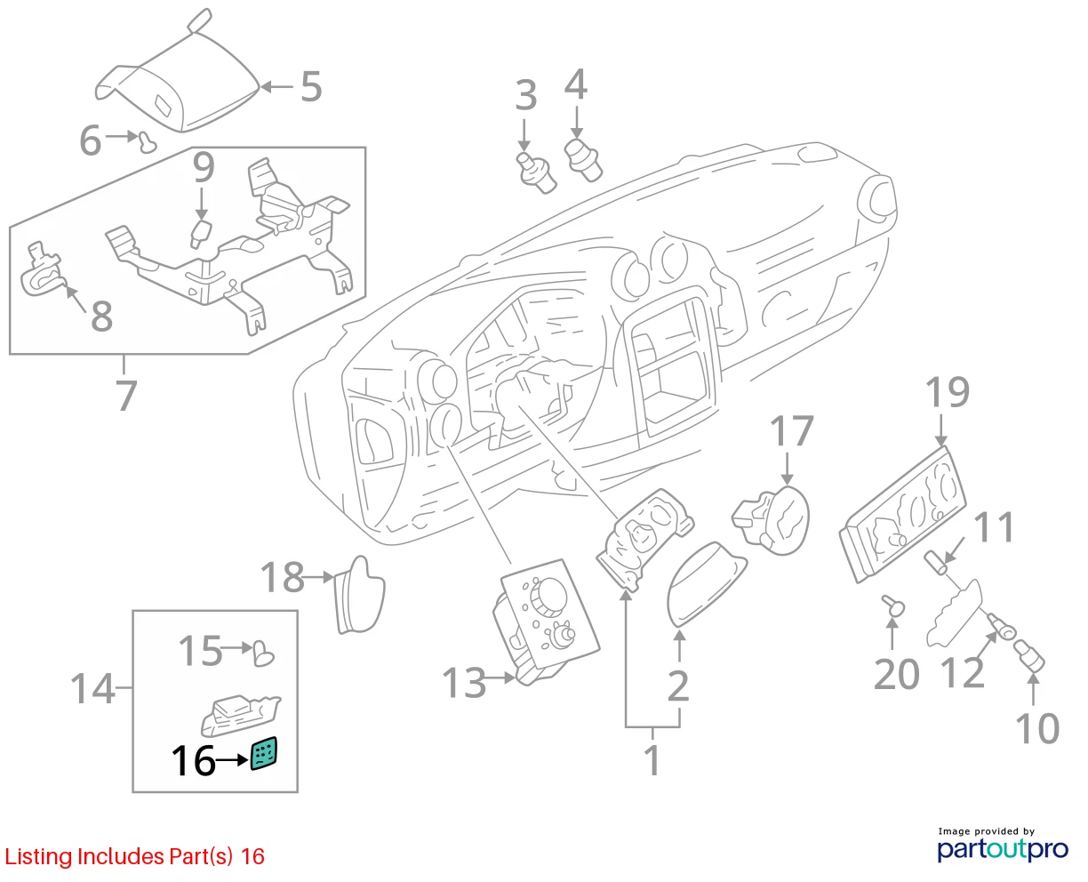 2001-2005 PONTIAC AZTEK 2002 RENDEZVOUS INSTRUMENT PANEL LINER MAT 10409324 OEM