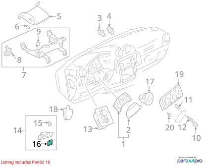 2001-2005 PONTIAC AZTEK 2002 RENDEZVOUS INSTRUMENT PANEL LINER MAT 10409324 OEM