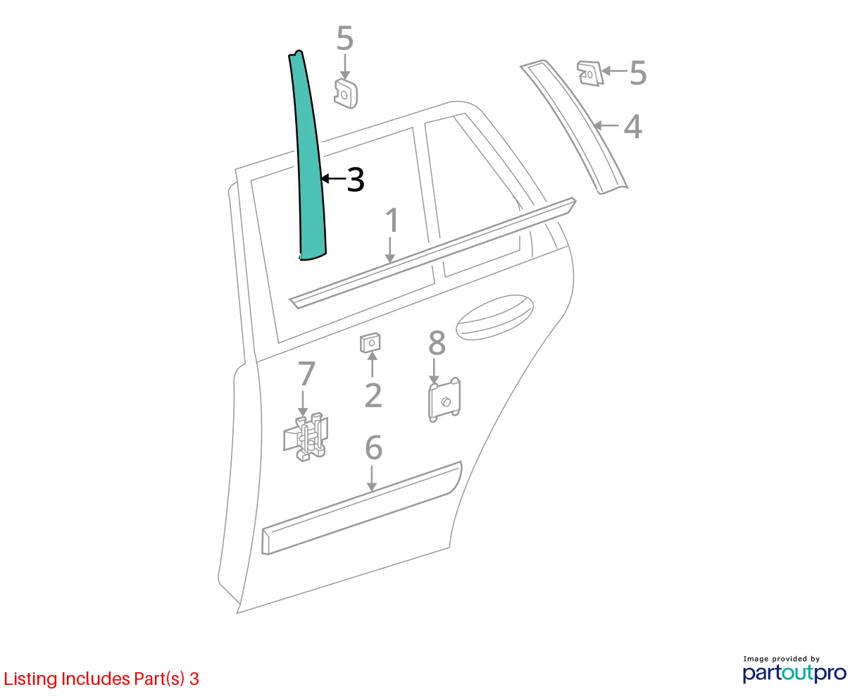 2003-2006 MERCEDES-BENZ E500 REAR LEFT EXTERIOR DOOR PILLAR MOLDING TRIM COVER