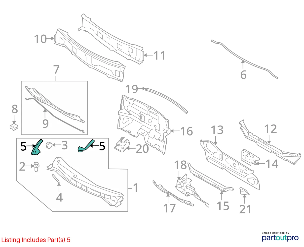 07-12 NISSAN VERSA FRONT RIGHT SIDE FENDER COWL TRIM COVER PANEL 66894-EL000 OEM
