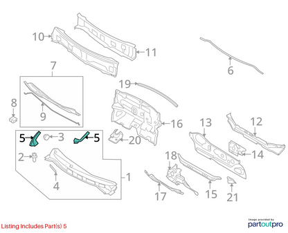 07-12 NISSAN VERSA FRONT RIGHT SIDE FENDER COWL TRIM COVER PANEL 66894-EL000 OEM