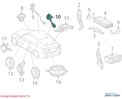 2006-2013 LEXUS IS250 REAR RIGHT BACK DOOR AUDIO TWEETER 86160-53280 OEM