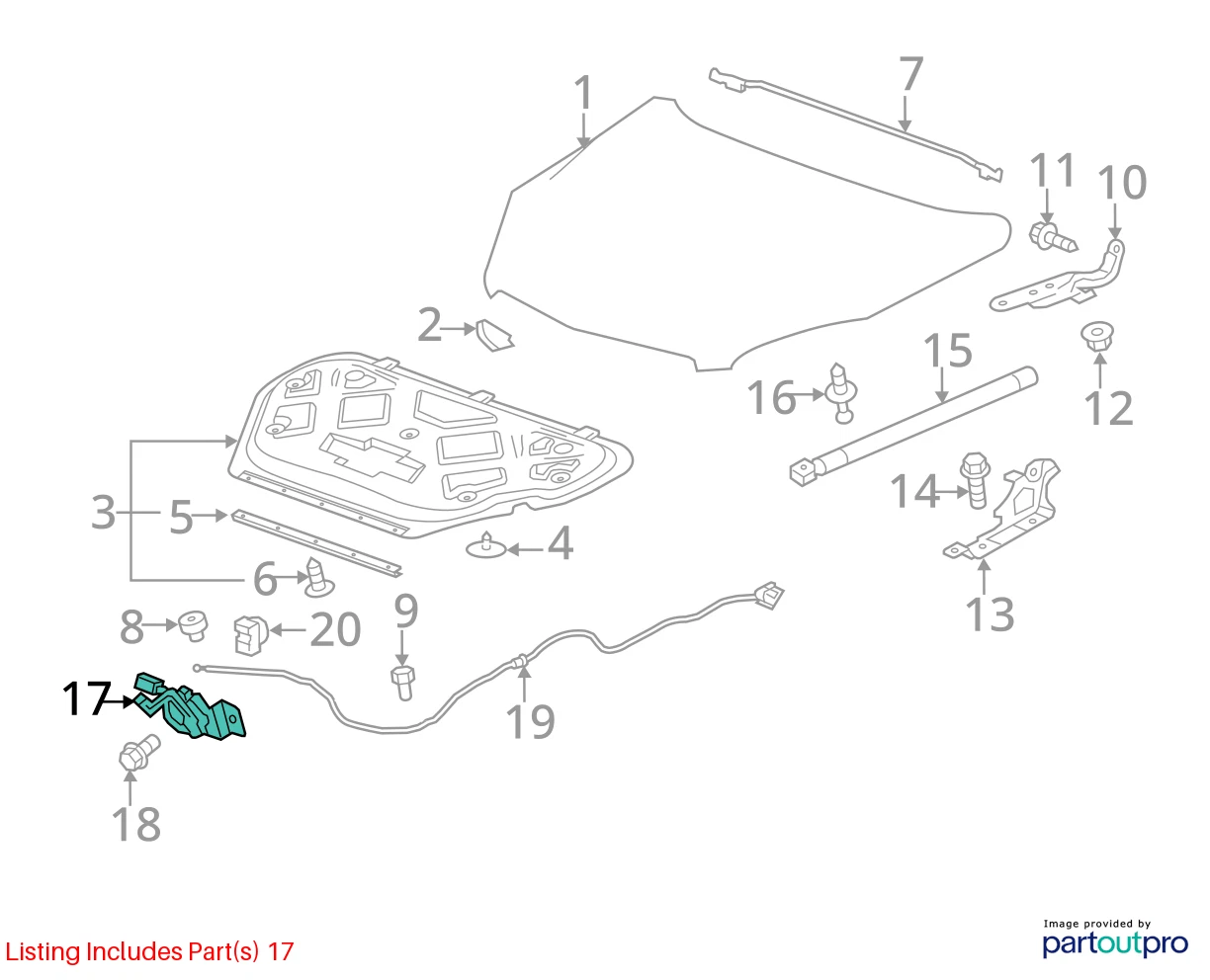 2013-2017 GMC TERRAIN FRONT HOOD LOCK LATCH RELEASE ACTUATOR 23120089 OEM