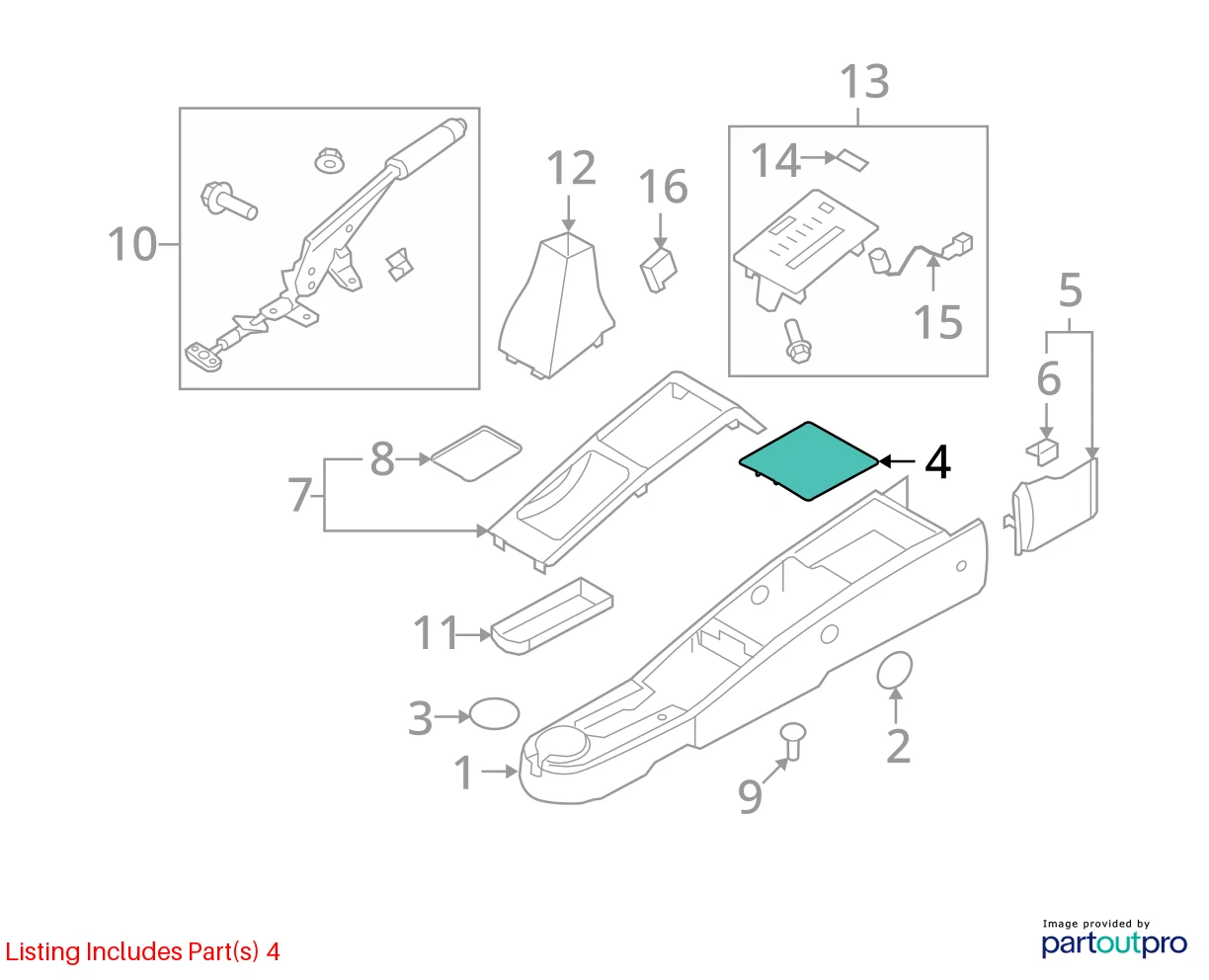09-11 CHEVROLET AVEO FRONT FLOOR CONSOLE TRIM PLATE MAT RUBBER LINER 96966770