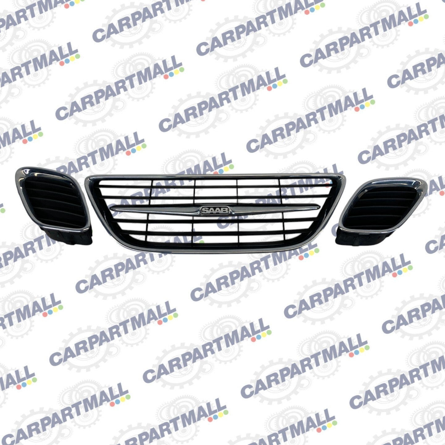 2003-2007 Saab 9-3 Sedan Front Bumper Radiator Center Grille Set of 3 12787228