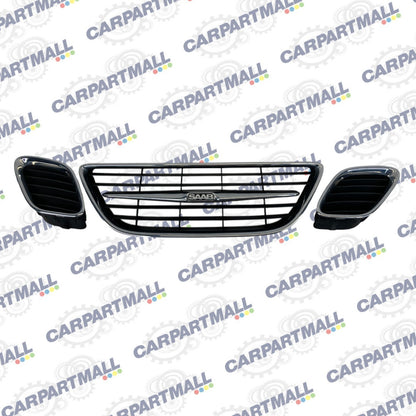 2003-2007 Saab 9-3 Sedan Front Bumper Radiator Center Grille Set of 3 12787228
