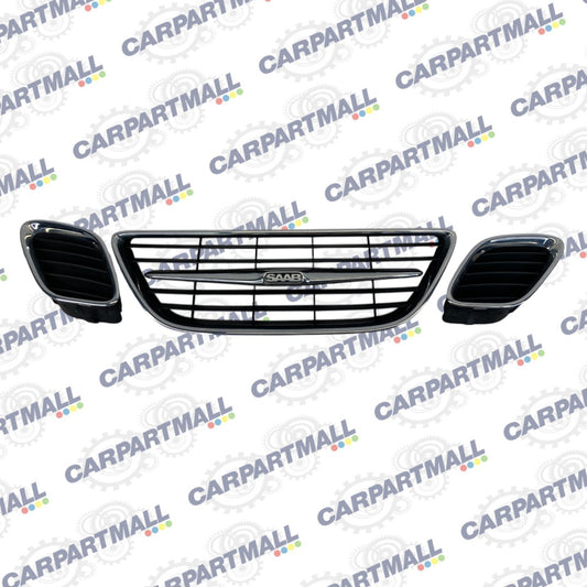 2003-2007 Saab 9-3 Sedan Front Bumper Radiator Center Grille Set of 3 12787228