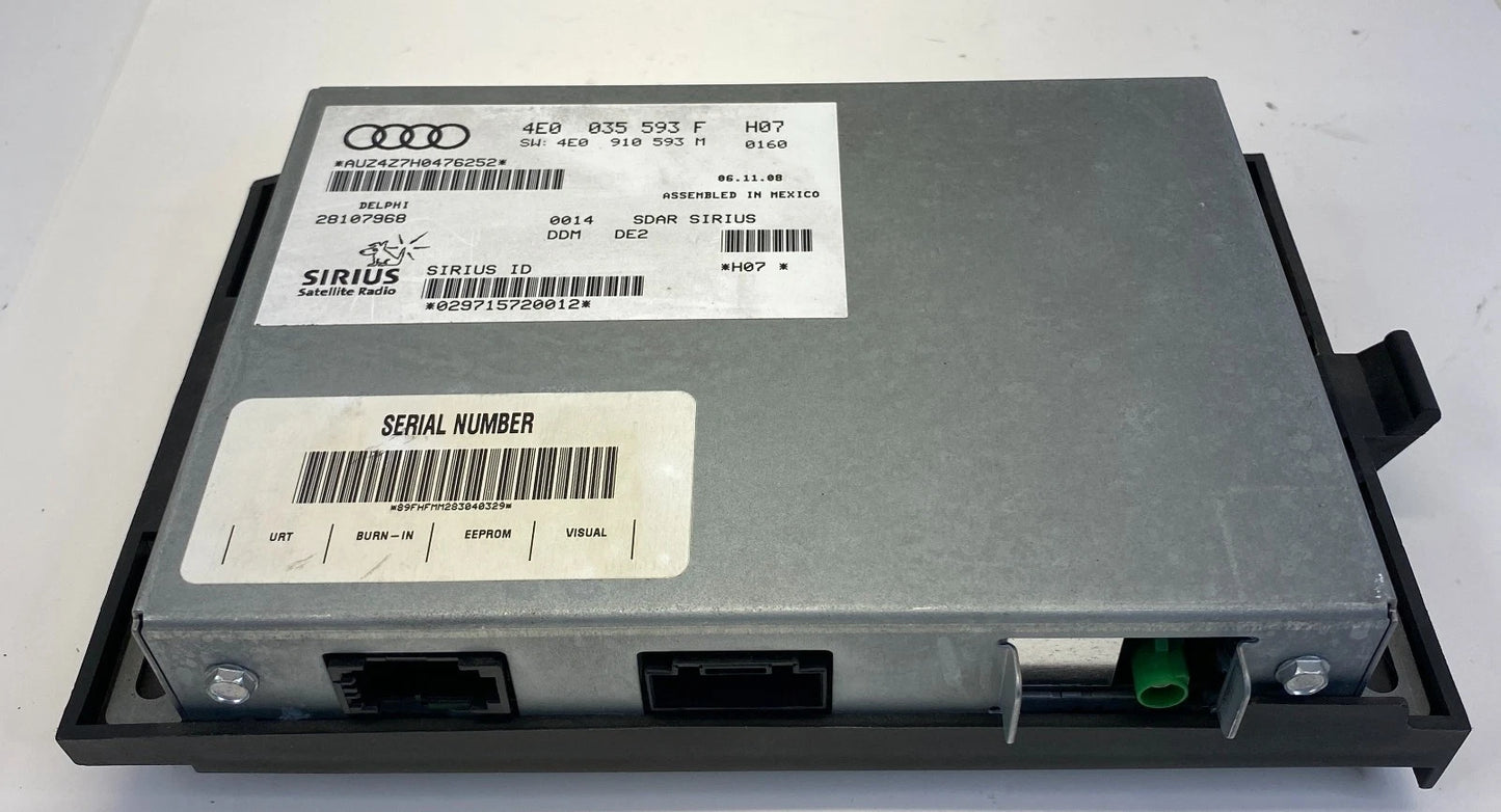 2008 2009 AUDI A5 QUATTRO SATELLITE RADIO RECEIVER MODULE OEM FACTORY 4E0035593F