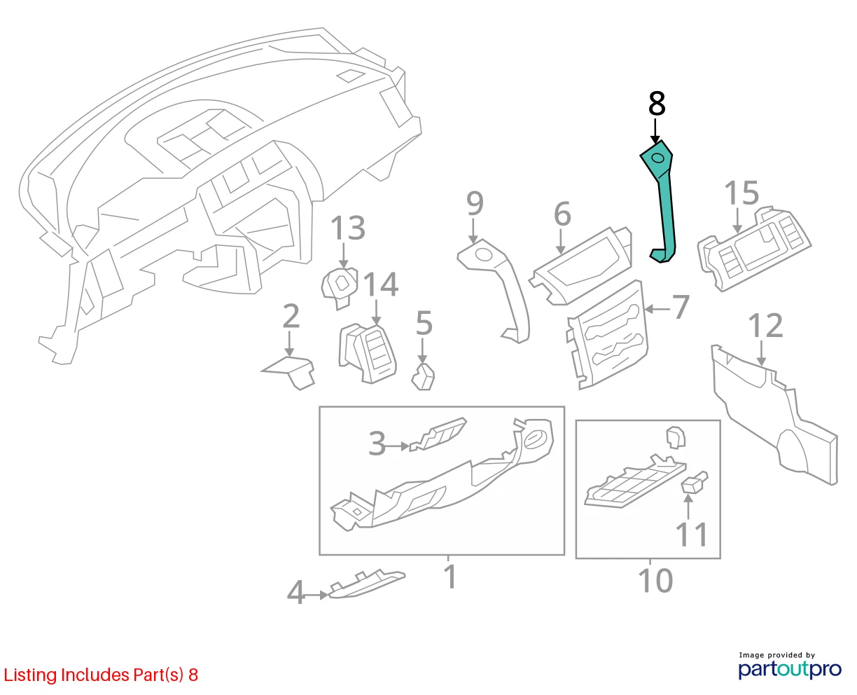 09-14 NISSAN MURANO DASH RIGHT TRIM PANEL W/ HAZARD BUTTON SWITCH 689301AA0A OEM